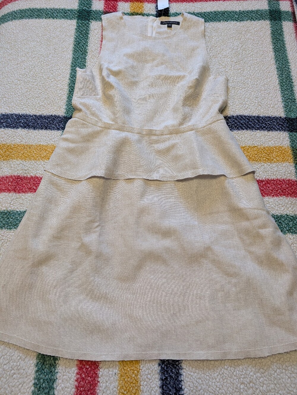 Banana Republic Cream Textured Peplum Dress